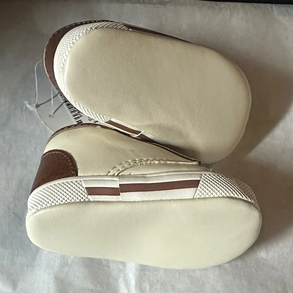 First Impressions Cream and Brown Baby Shoes